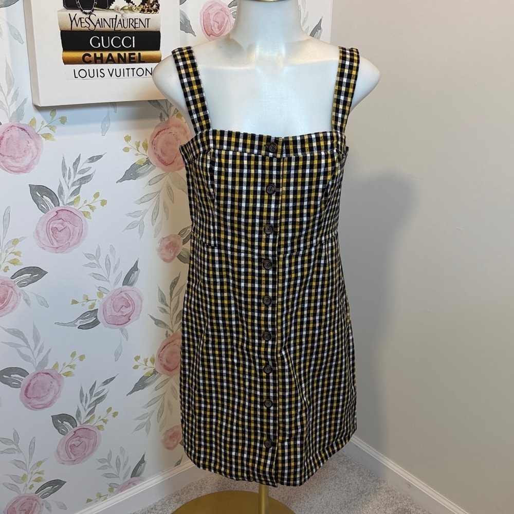 Hollister Checkered Yellow/Black Dress Size Small